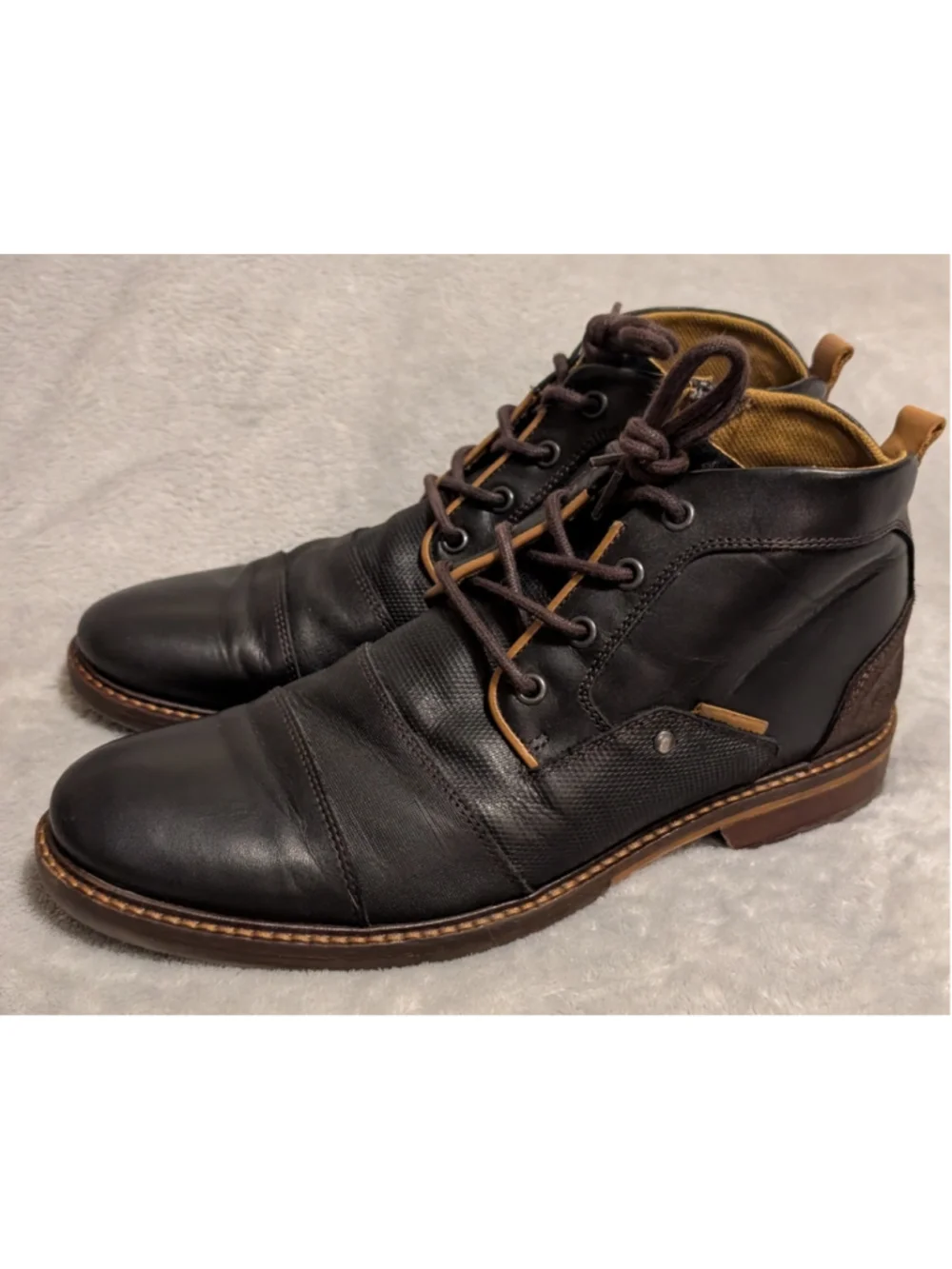 Aldo Leather Chukka Boots Black and Brown Zip Lace-Up US Men's Size 9.5 B288